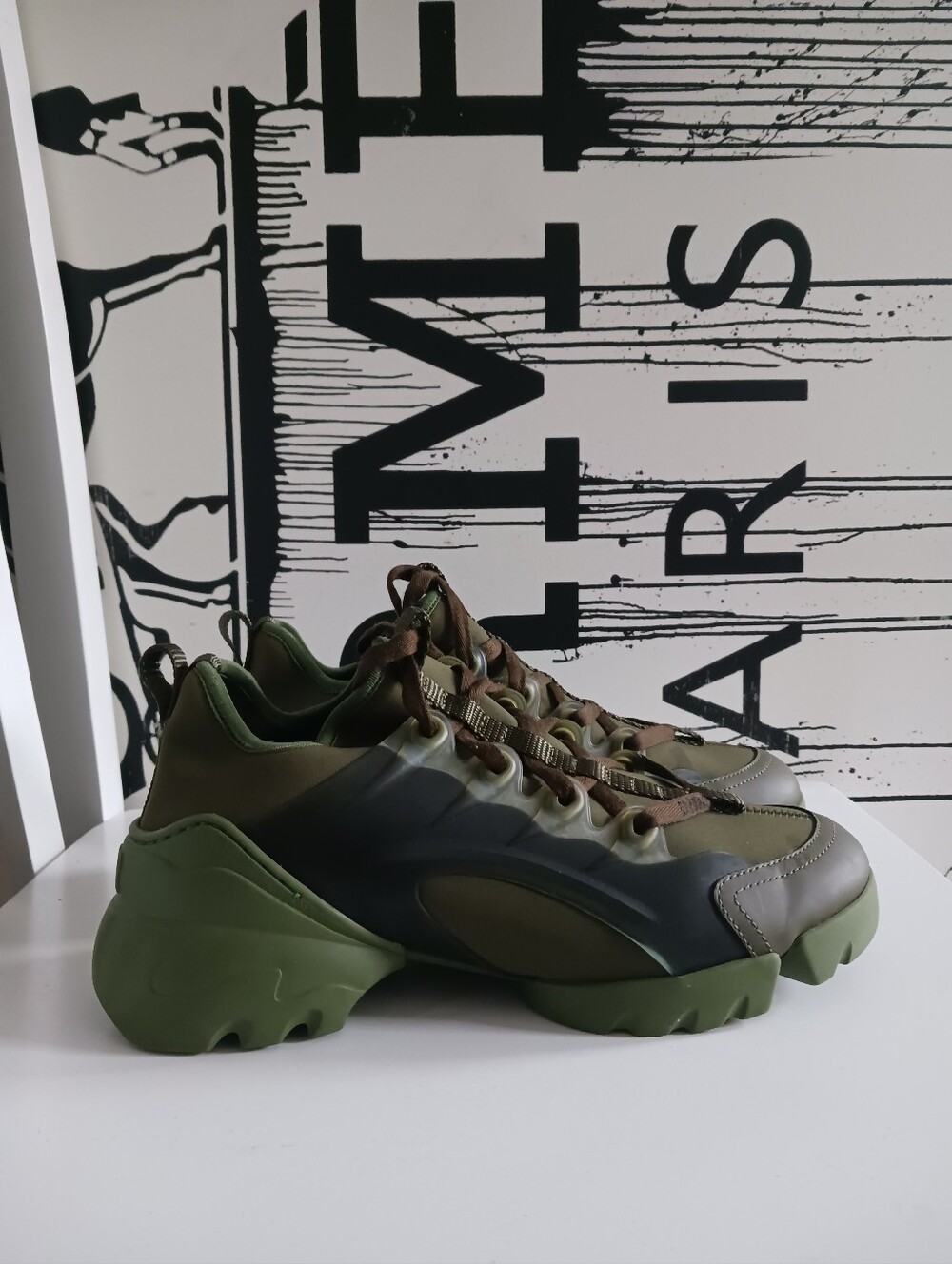 Dior D- Connect Nroprene Rubber  Olive Green and Khaki Sneakers Size 37